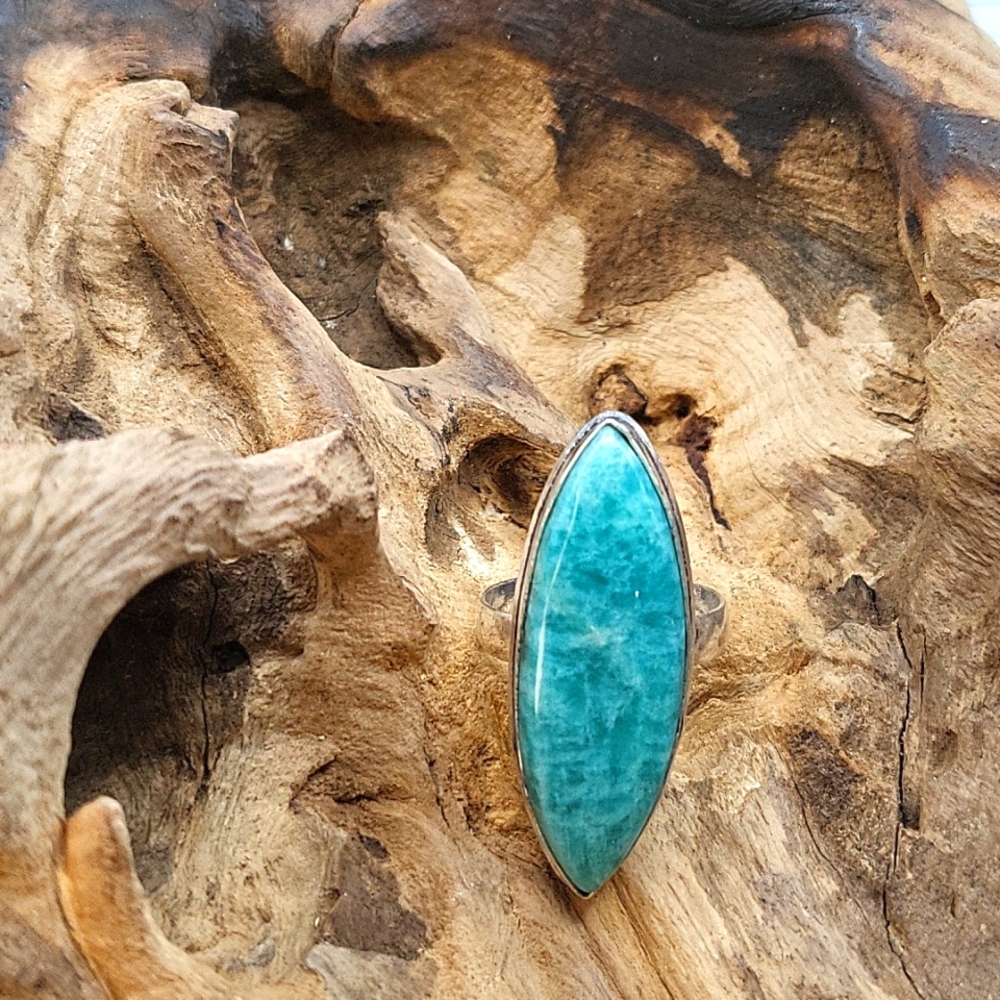 Amazonite Ring - Size 8 - 925 Plated